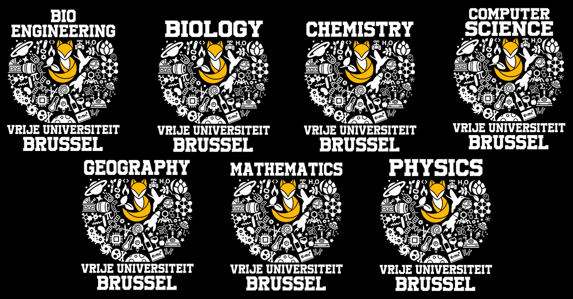 picture of the 7 different designs, one for each of the sciences